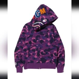 BAPE Colour Camo Shark Full Zip Hoodie Purple Sz L